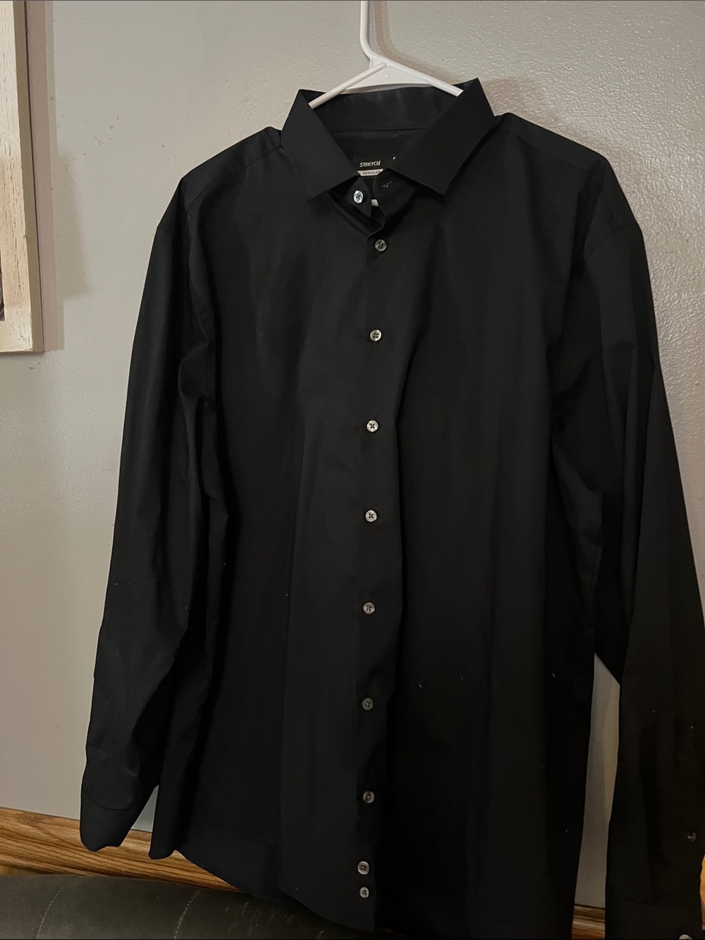 jf j.ferrar Men's Black Long-Sleeve Dress Shirt